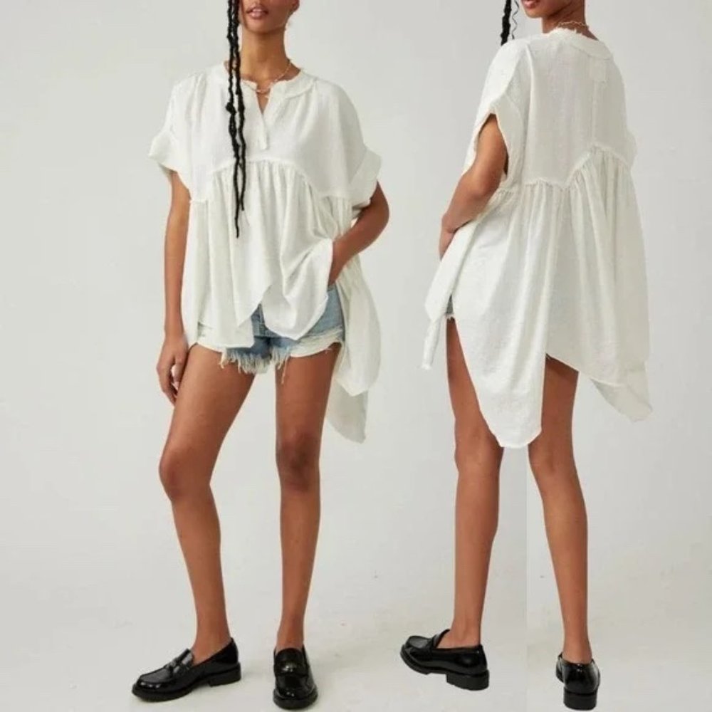 Free People We the Free Sugar Rush Babydoll Tunic Top Cotton Oversized L